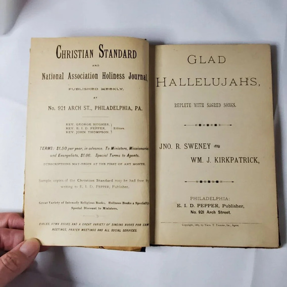 Glad Hallelujahs Replete With Sacred Songs, Christian Standard 1887 Bible hymn - Picture 4 of 5